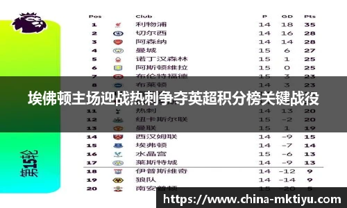 埃佛顿主场迎战热刺争夺英超积分榜关键战役